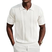 PJ PAUL JONES Mens Knit Polo Shirts V Neck Short Sleeve Casual Stylish Golf Shirt