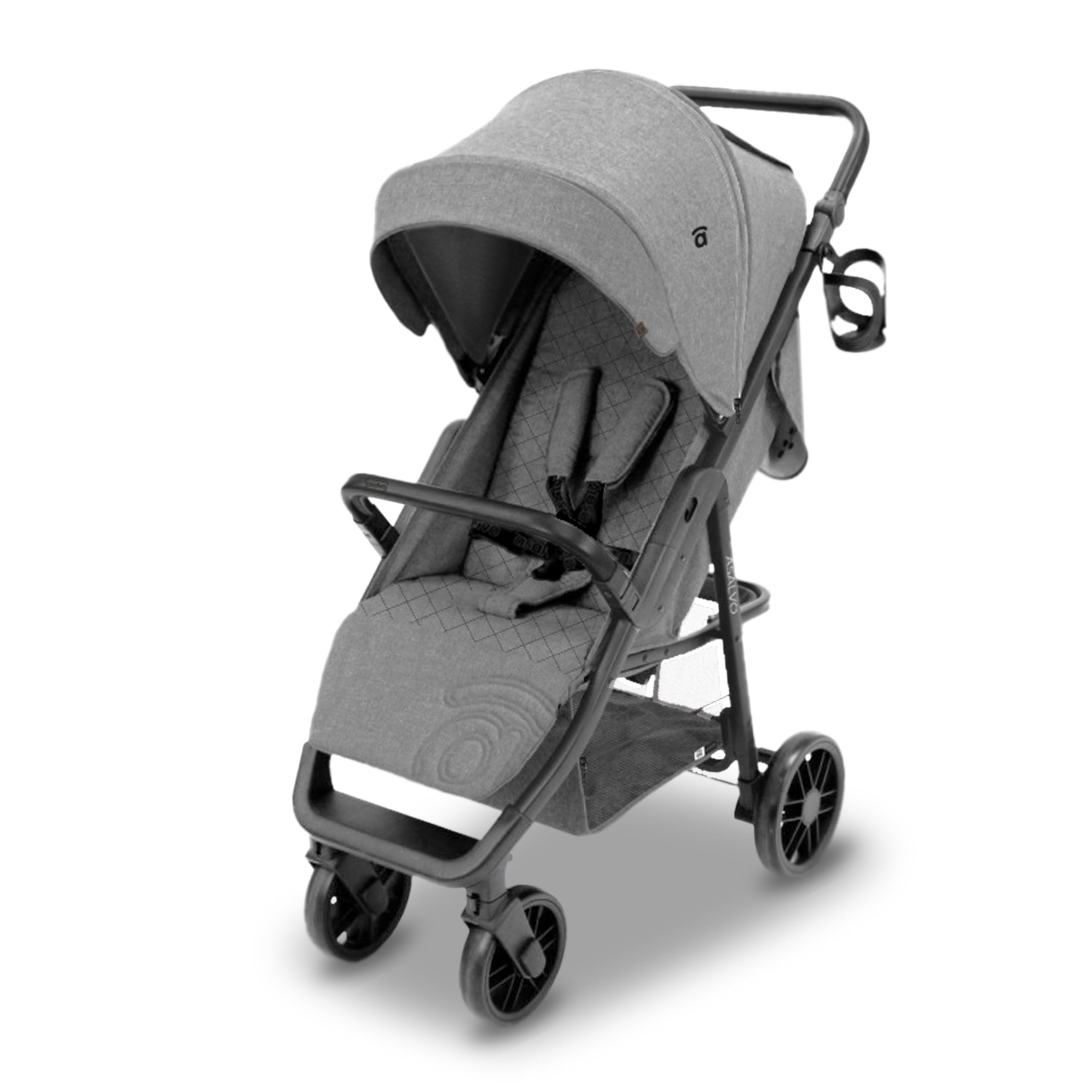 Asalvo NESS 2 Silla de Paseo para bebé, Carrito de paseo con Respaldo Reclinable, Cochecito urbano, Arnés 5 Puntos, SPF50+, Gran Capota con Ventana, Manejable y Máxima Seguridad Hasta 24 kg, Gris
