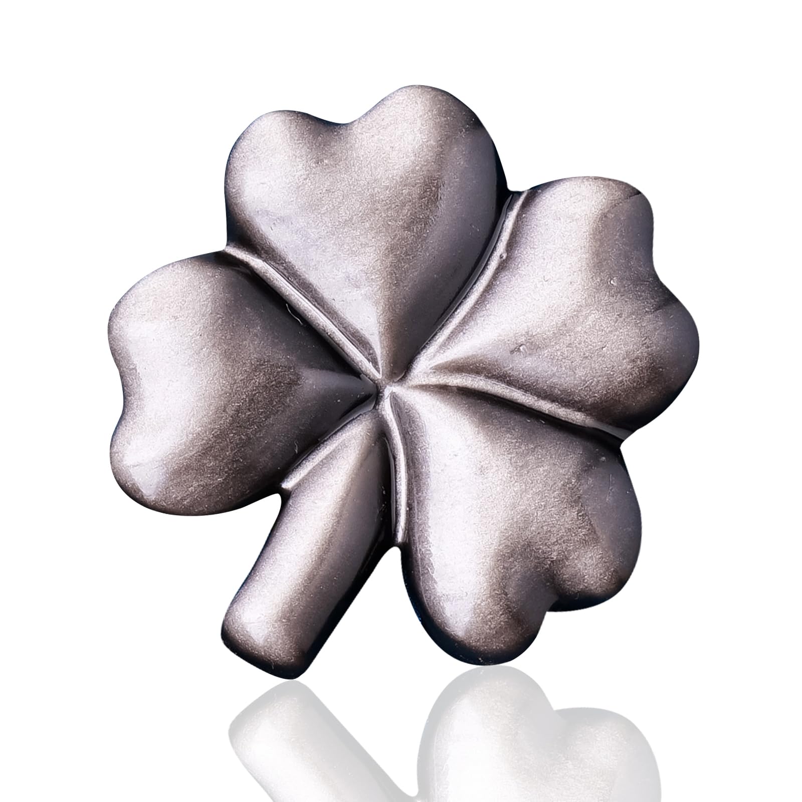 Runyangshi1PCS Natural Crystal Silver Obsidian Four Leaf Clover Sculpture Hand-Carved Healing Stone Figurine Ornaments Symbolizes Love Health Glory Riches Reiki Crystal Gemstone Home Decor Gift