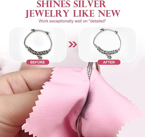 Miniatura 3 de Sevenwell - Paño de limpieza para joyas de plata oro platino 50 unidades 31 x 31pulgadas - 8x8cm color rosa