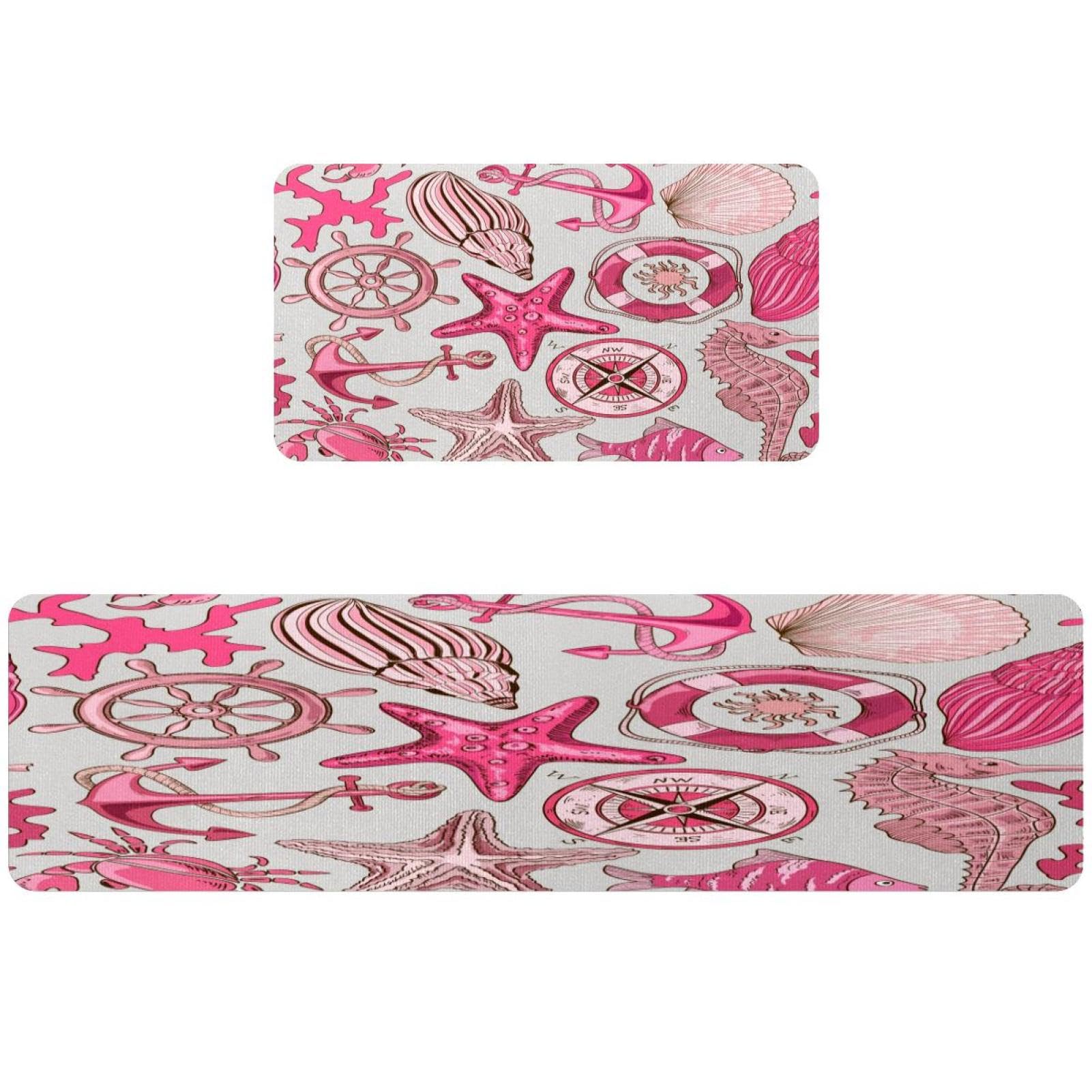 Alfombrillas de cocina antideslizantes lavables juego de 2 alfombras absorbentes mar