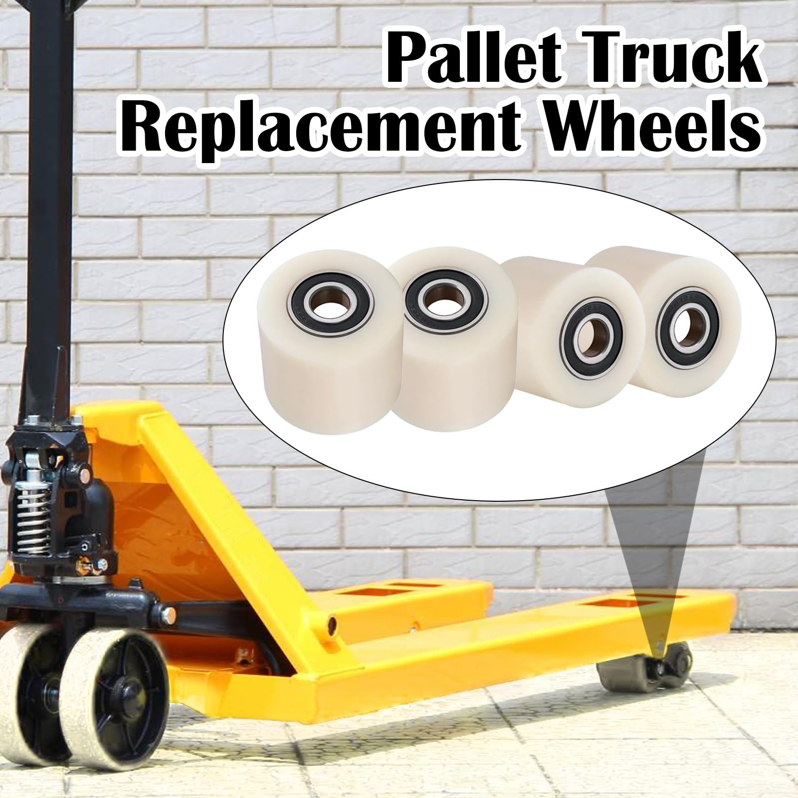 Ruote per Carretto per Pallet Nylon 80 x 70 mm, Set di 4 Asse 20 mm Ruote per Transpallet con Cuscinetti a Sfera Ruote Portata 1000 kg per Transpallet Camion Trasportatori Materiale