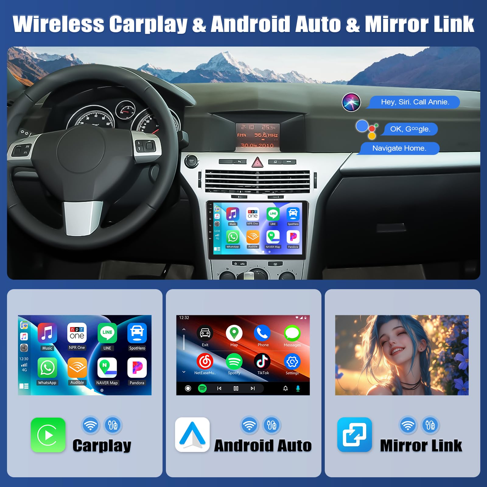 OiLiehu Autoradio Android 13 Per Opel Astra H/Zafira B – 9 Pollici 6+128GB Con CarPlay Wireless E GPS