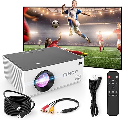 Miniatura 8 de Cinop 1080P Native 4K - Mini proyector Bluetooth WiFi 5G 9500L portátil al aire libre compatible con corrección Keystone 4P4D TV Stick DVD HDMI USB