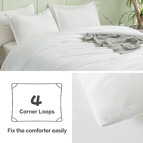 Miniatura 5 de Andency Juego de edredón blanco tamaño matrimonial, juego de edredón bohemio para cama de tamaño matrimonial, juego de ropa de cama de 3 piezas