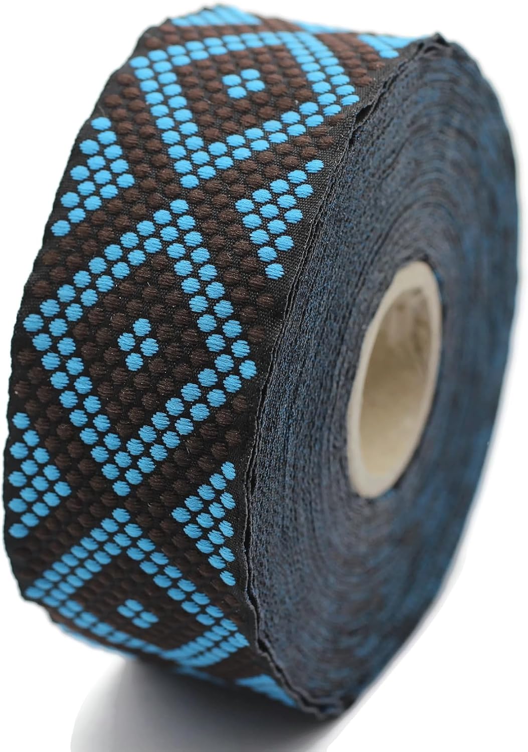 11 Yard Spool 1.37 inches Wide Blue Brown Metallic Ribbon Chevron Trim Jacquard Trim Craft Supplies Vintage Trim Jacquard Ribbon Trim 35305
