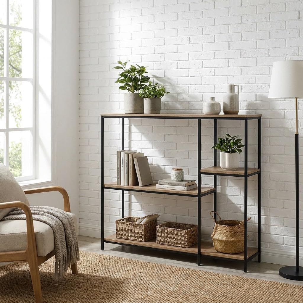 HEMAX Scaffalatura 4 Ripiani Metallo Scaffale Libreria Acciaio