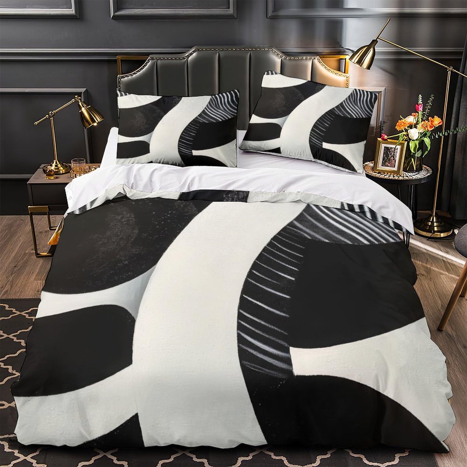 Drap de couette 200x200cm en microfibre anti-tache avec parure de lit moderne 3 pièces