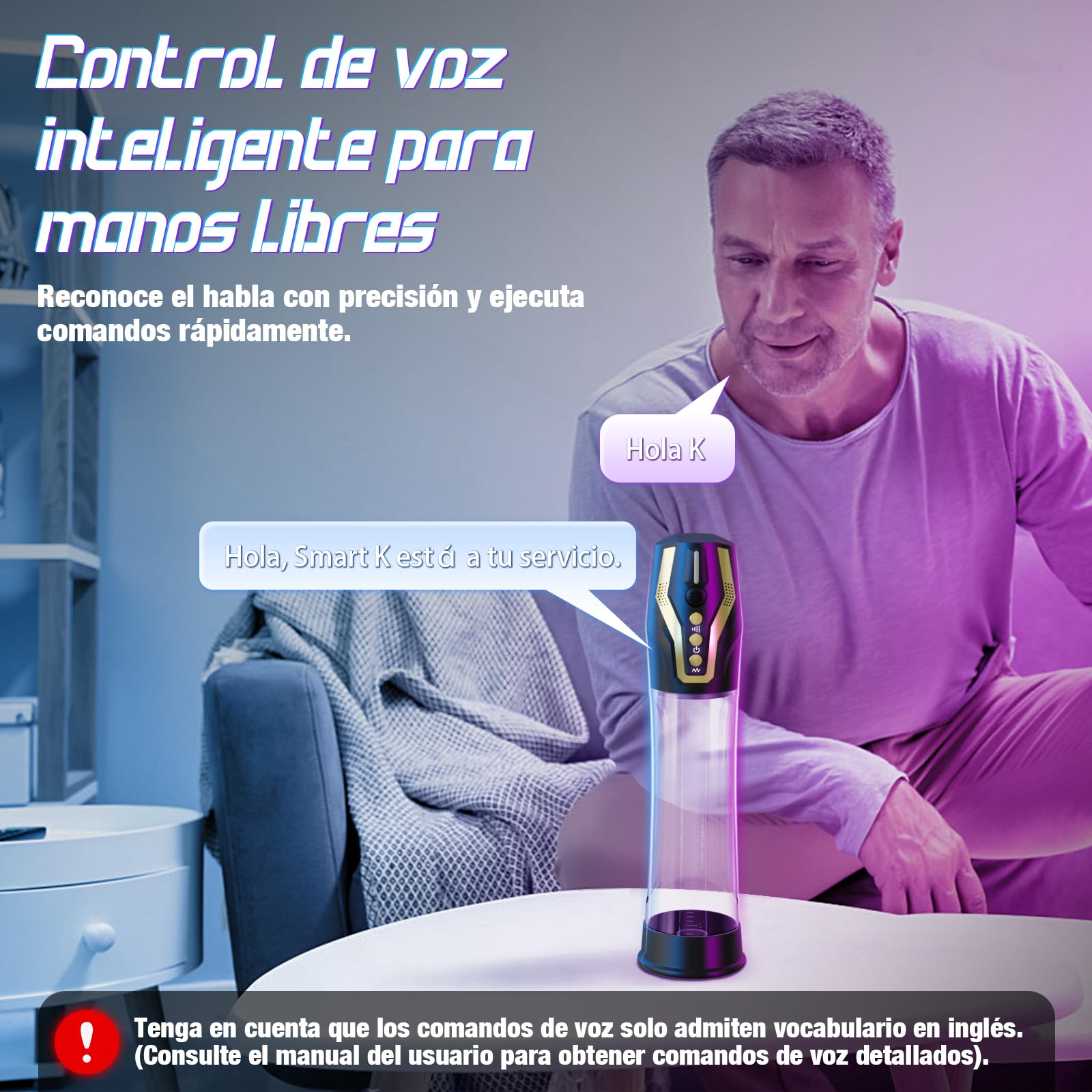 Alargador de Pene Masturbador Hombre Automatico - Control por Voz Bomba de Vacio Erector con 4 Modos de Succión & Bombeo, Masturbador Masculino Alargador Pene Masturbádores Masculino Sex Toys