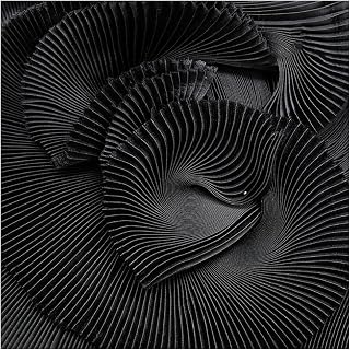 1 Meter Black Pleated Organza Fabric Plisse Fabric Accordion Crimping Wrinkle Stiff Wedding Dress Modeling Decorative Designer Fabric M105F7 (Black)