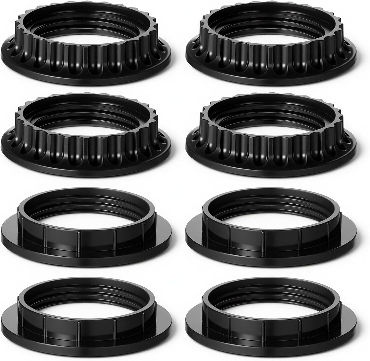 8 Pcs Lamp Shade Rings, 2 Assorted Size E26 Light Socket Shade Rings Collar Ring 33mm 39mm, Lock Socket Replacement or Standard Base Threaded Lamp Holder 1-3/8 Inches and 1-1/2 Inch