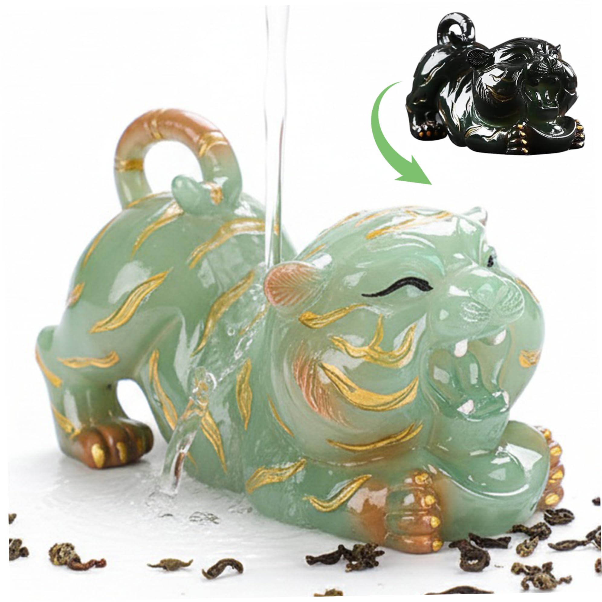 Mascotas de té originales regalo de adorno de tigre de resina místico para amantes del té
