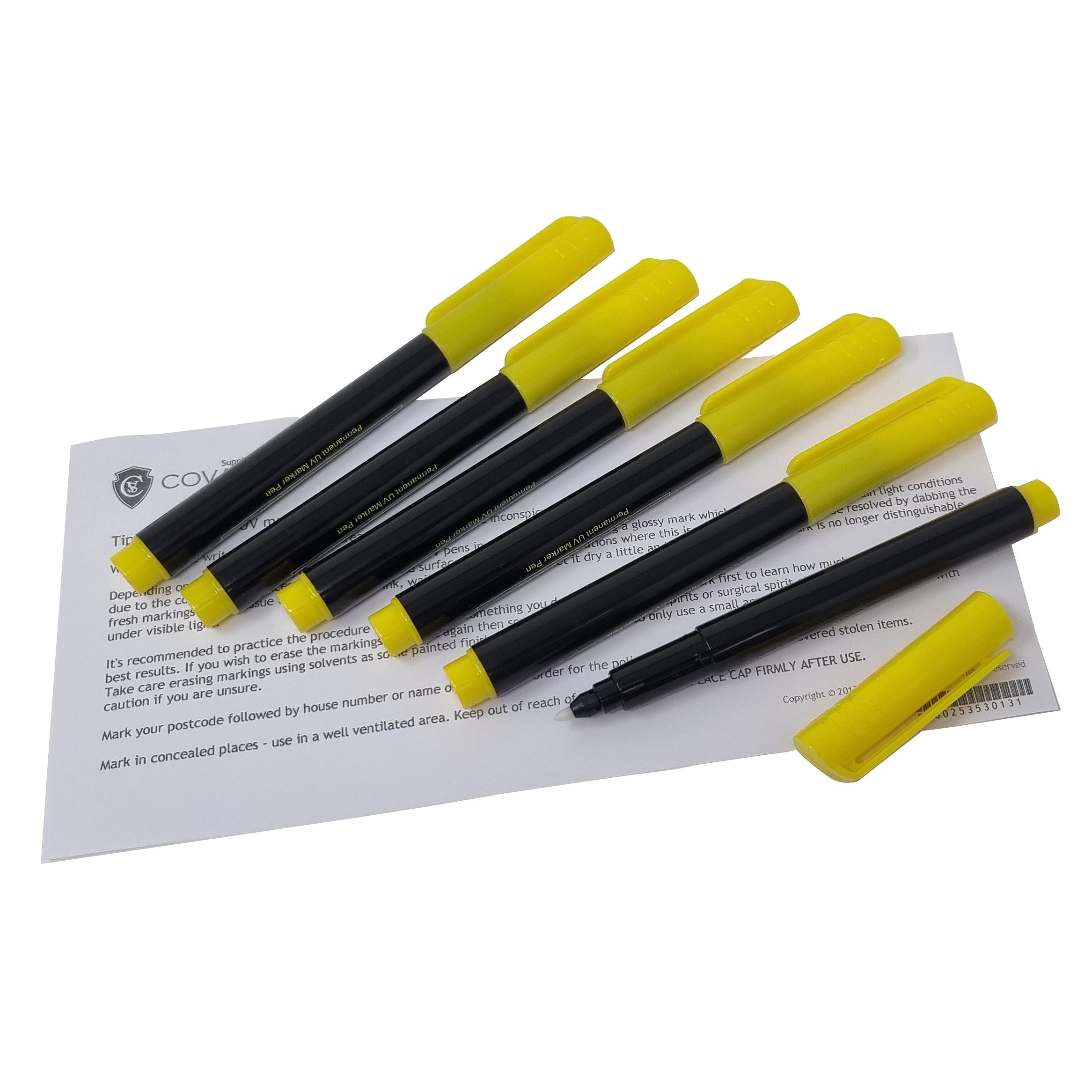 6 x UV Ink Permanent Marker Pen. Ultra Violet Security Markers