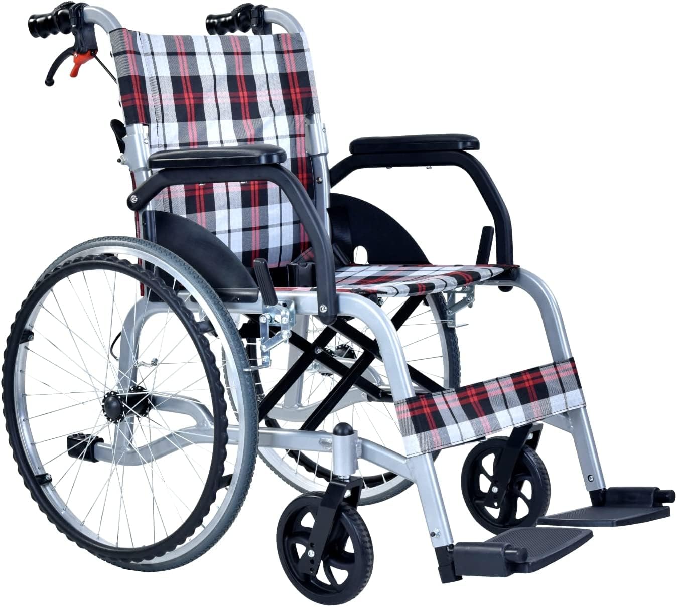 Sedia a rotelle pieghevole leggera, sedie a rotelle semoventi, sedia a rotelle per anziani, sedie a rotelle in alluminio con poggiapiedi, sedia a rotelle per disabili (CP-30A5N)