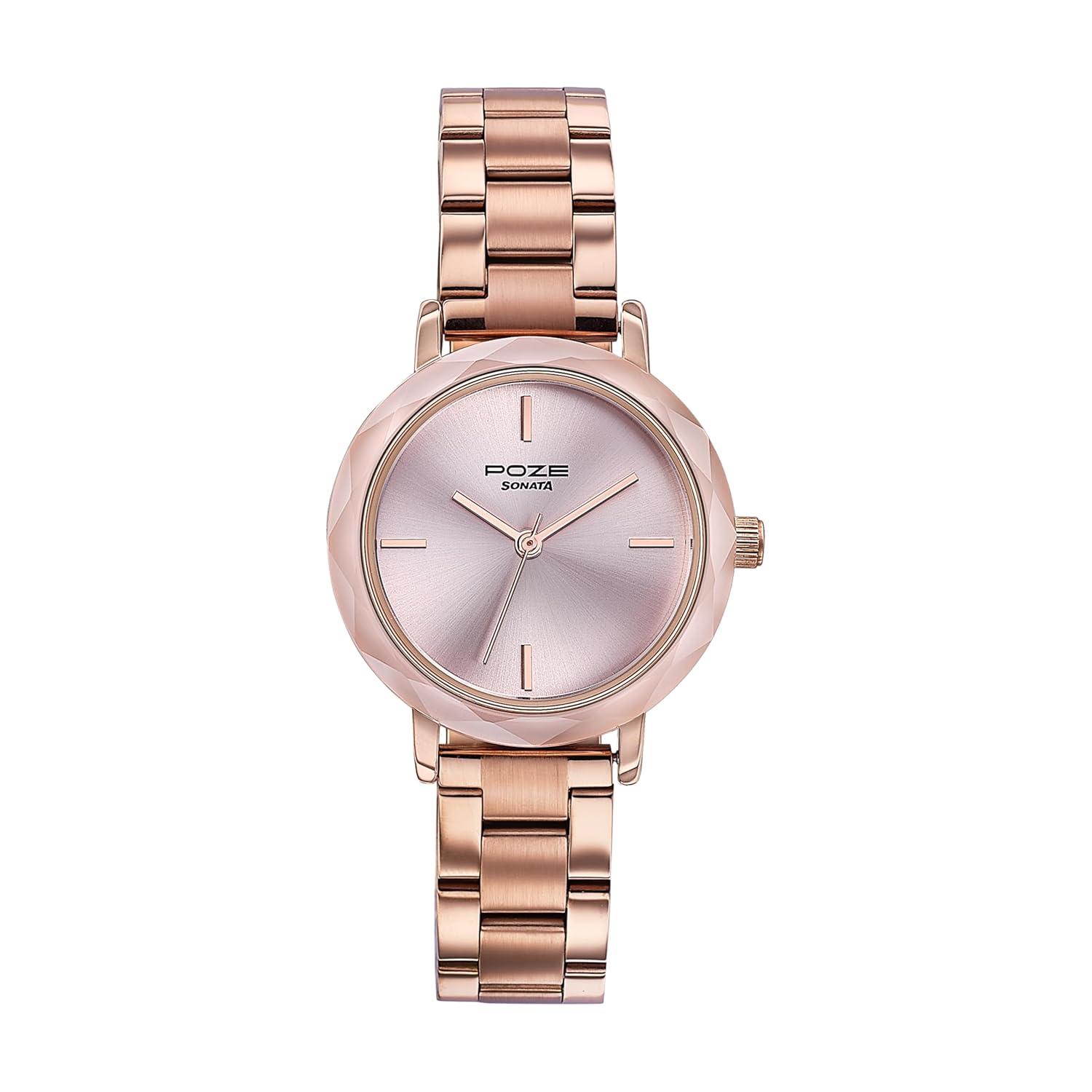 Sonata Poze Quartz Analog Blush Dial Metal Strap Watch for Women