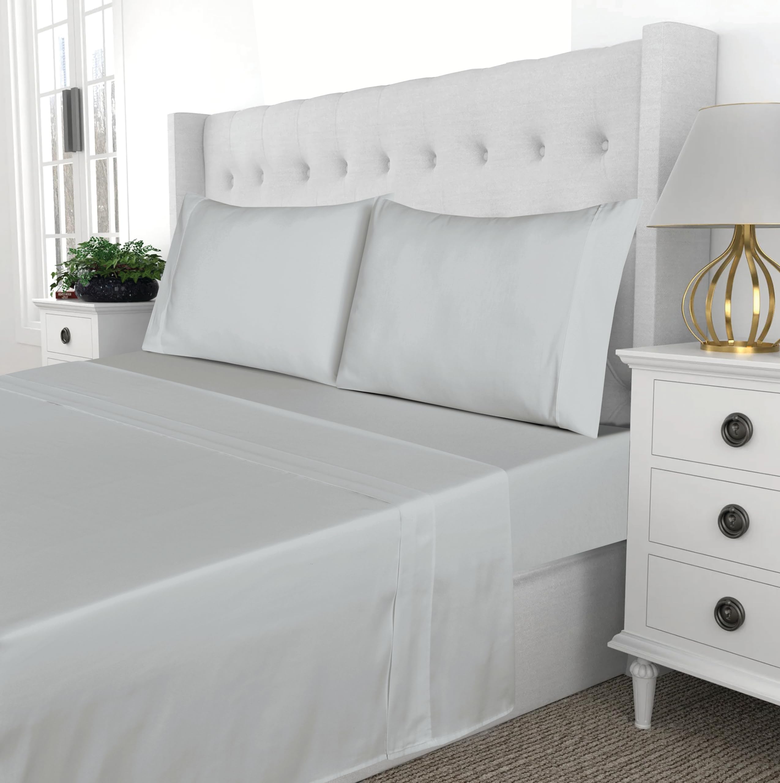 NORA HOME Juego de Sabanas 90x190 Algodón 300 Hilos. Sabanas 90 x 190 Algodón Gris para Cama 90 - Julieta