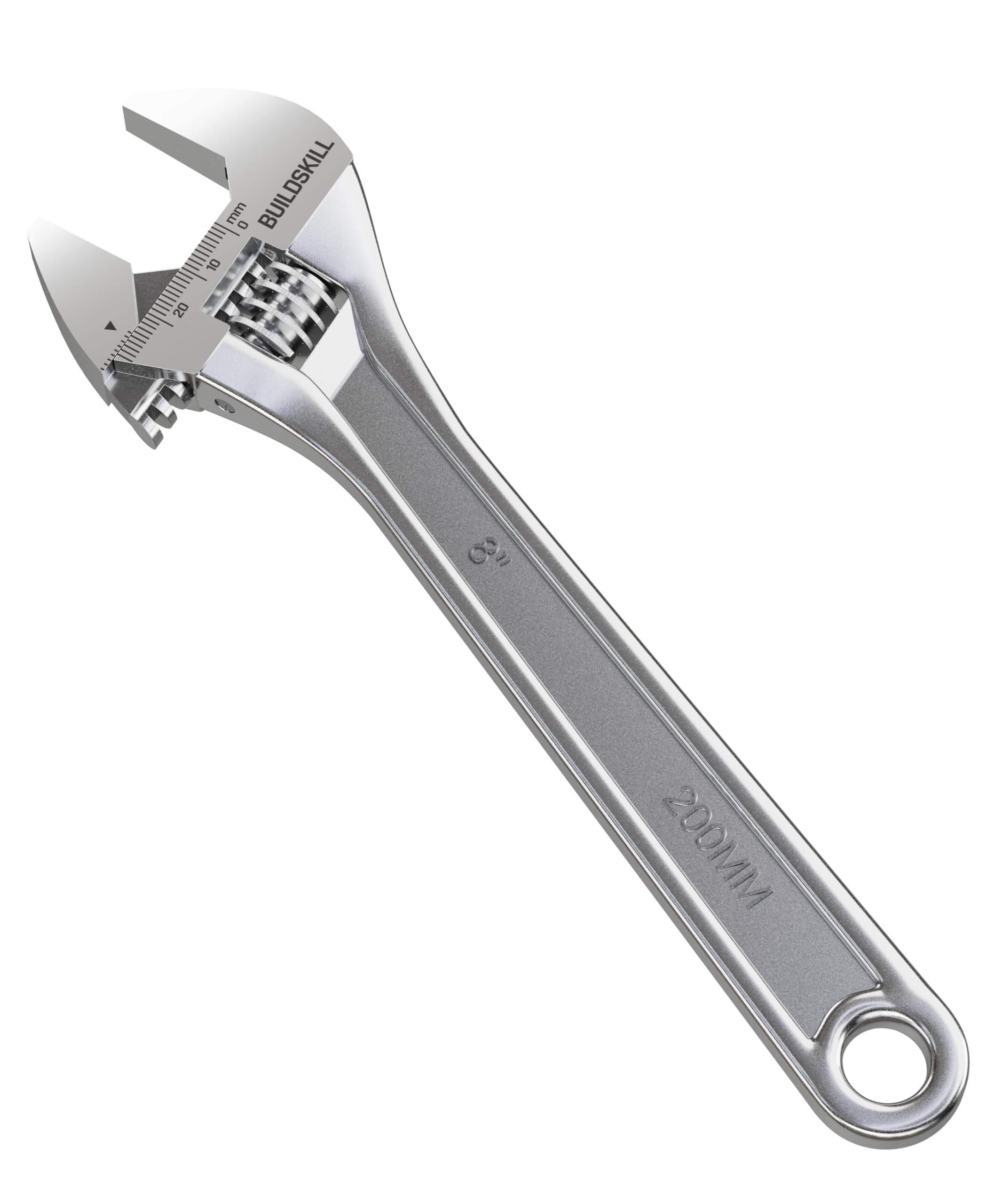 BUILDSKILL 8" 200mm Adjustable wrench | Chrome Vanadium Steel | Professional & Home Use | Single sided | Rust resistant plumbing tools | Adjustable spanner with lasered scale (6 months warranty)