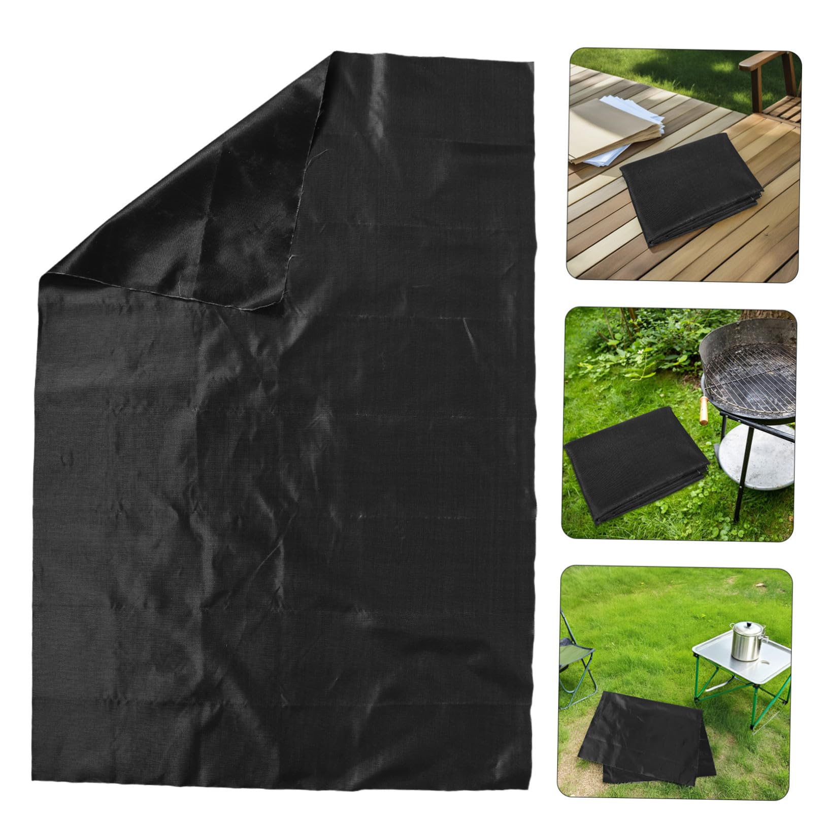 ibasenice Tappetino Ignifugo per Esterna Protezione Bifacciale per Terrazza Patio Antiolio Barbecue sotto Braciere Focolare Nero