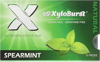 XyloBurst Gum | Xylitol Chewing Gum | Sugar Free, Gluten Free, Keto Friendly | Aspartame Free Gum For Oral Health | Spearmint | 12 Pieces, Pack of 12