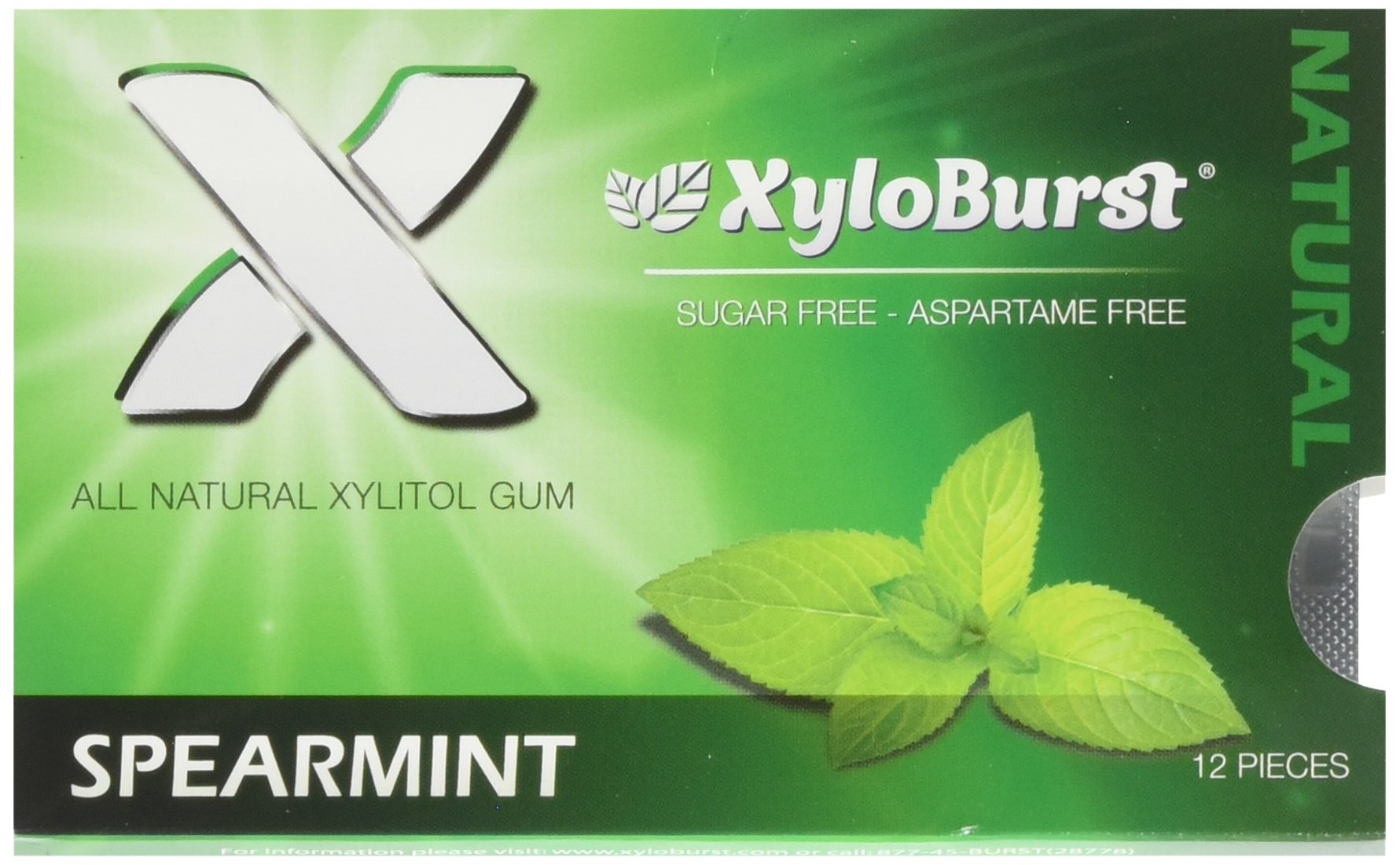 XyloBurst Gum | Xylitol Chewing Gum | Sugar Free, Gluten Free, Keto Friendly | Aspartame Free Gum For Oral Health | Spearmint | 12 Pieces, Pack of 12