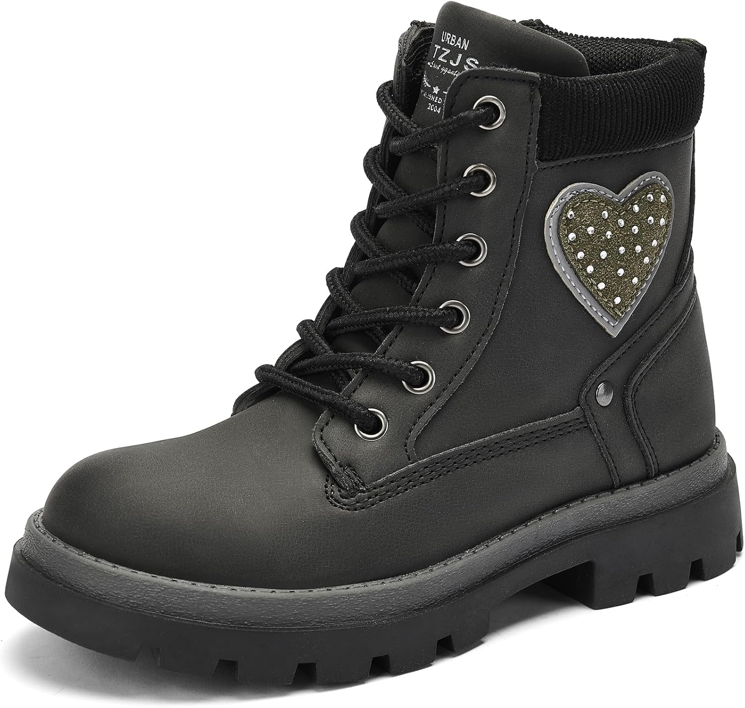 TZJS Girls Boots,Girl Zipper Lace Up Outdoor Water Resistant Comfort Work Boots Kids Fashion Booties for Little Kid