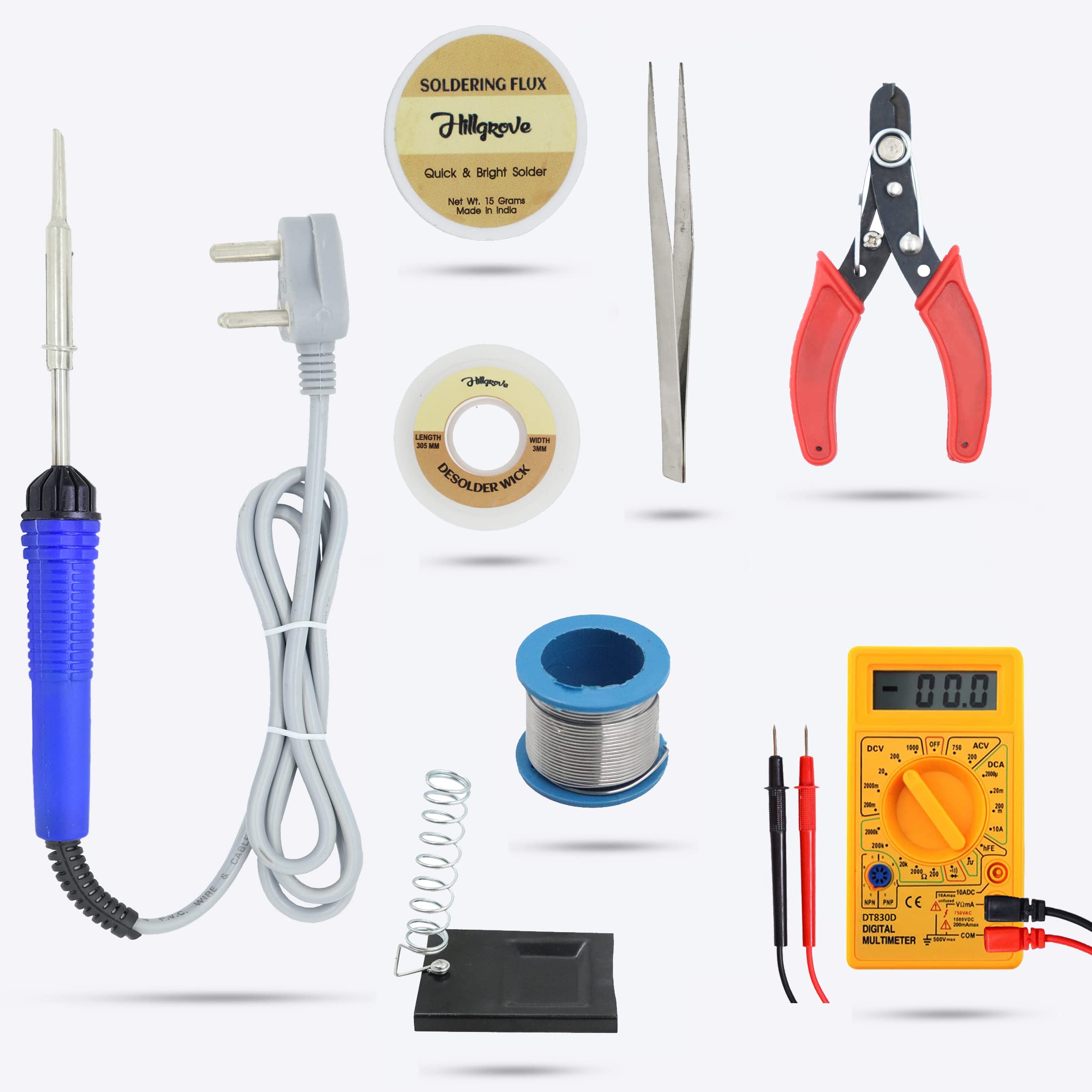Hillgrove HGCM100M1 Electronic 8in1 Mobile Soldering Iron Equipment Tool Machine Combo Kit Set with Digital Multimeter 25 W Simple (Flat Tip) (B09T9K25N2) Amazon Price History, Amazon Price Tracker
