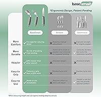 Vista 5 de Juego de utensilios adaptativos de 3 piezas, utensilios de Parkinson en ángulo de 42°, utensilios con peso de 2.5 onzas para pacientes con temblores