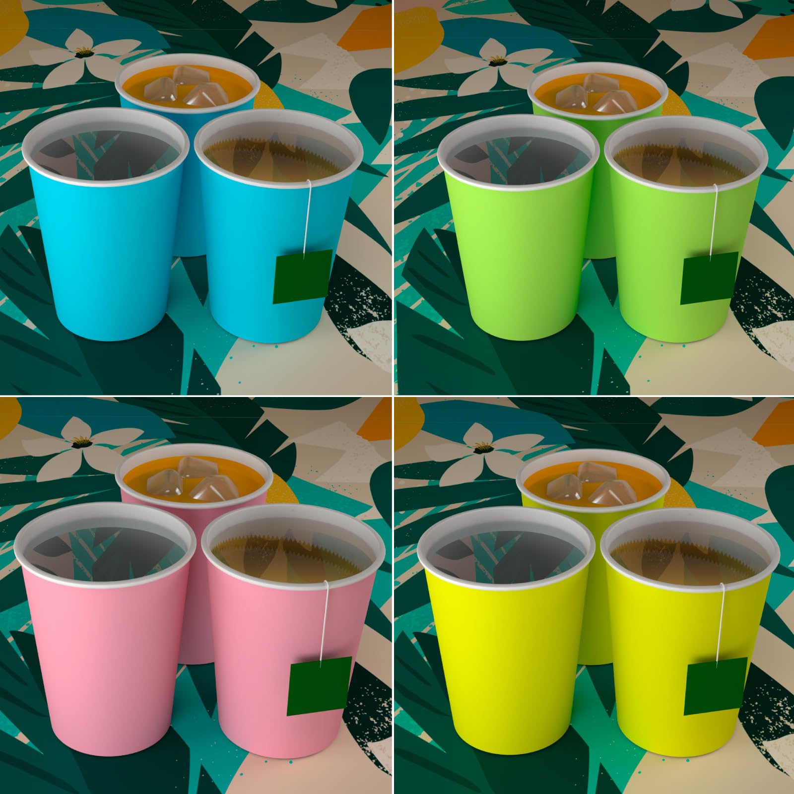 1000 vasos de papel de 200 ml ecológicos biodegradables desechables, fabricados en Italia, bebidas cálidas de agua, mezcla de colores verde, rosa y celeste, fabricado y confeccionado en Italia