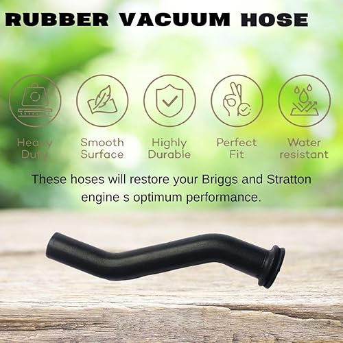 Miniatura 5 de Paquete de 2 mangueras de vacío de goma 596163 de 3 pulgadas, compatible con Briggs & Stratton y John Deere D125 D130 D140 D160 D170, repuesto para