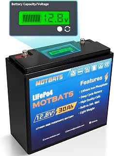 12V 30Ah Lithium Deep Cycle Rechargeable Battery for Lighting,Power Wheels,Fish Finder, Solar,UPS,Radio,Trolling Motor,Golf Cart,Toys,Scooter, Built-in 30A LiFePO4 BMS