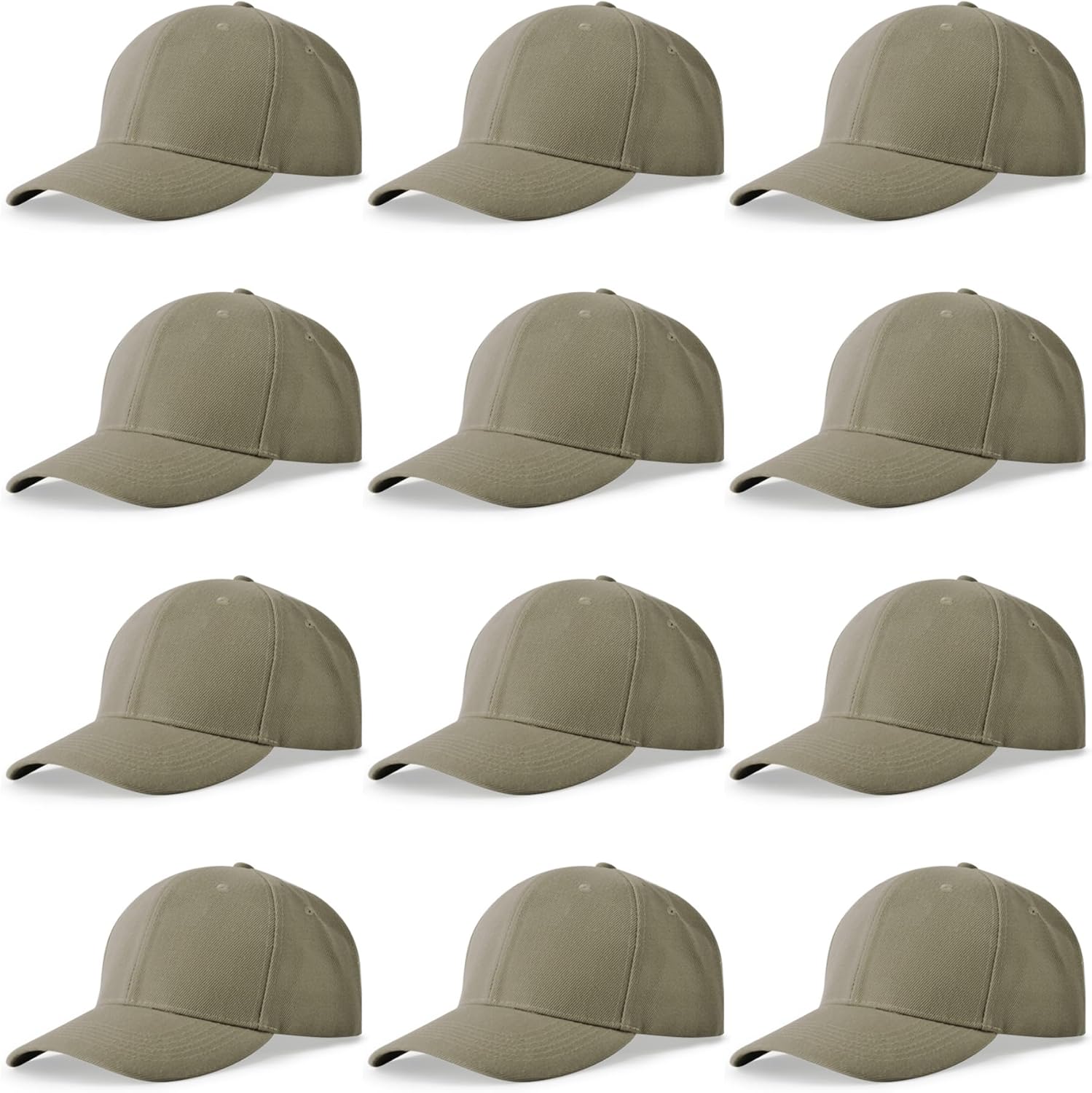 NOBONDO 12 Pack Unisex Baseball Caps - Bulk Wholesale Blank Plain Adjustable Hats for Men & Women