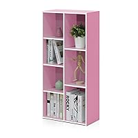 Furinno Luder Scaffale aperto reversibile a 7 cubi, Bianco/rosa
