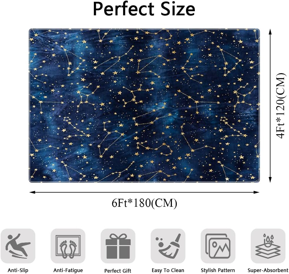 Washable Galaxy Decor Area Rug 4'x6',Soft Non-Slip Accent Carpet for Bedroom Nursery Playroom Dining Room Office Apartment