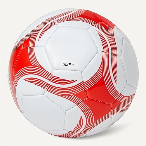Miniatura 5 de Tienda Basics Durable PVC Soccer Ball with Pump for Training and Practice, Indoor Outdoor Use, White and Red