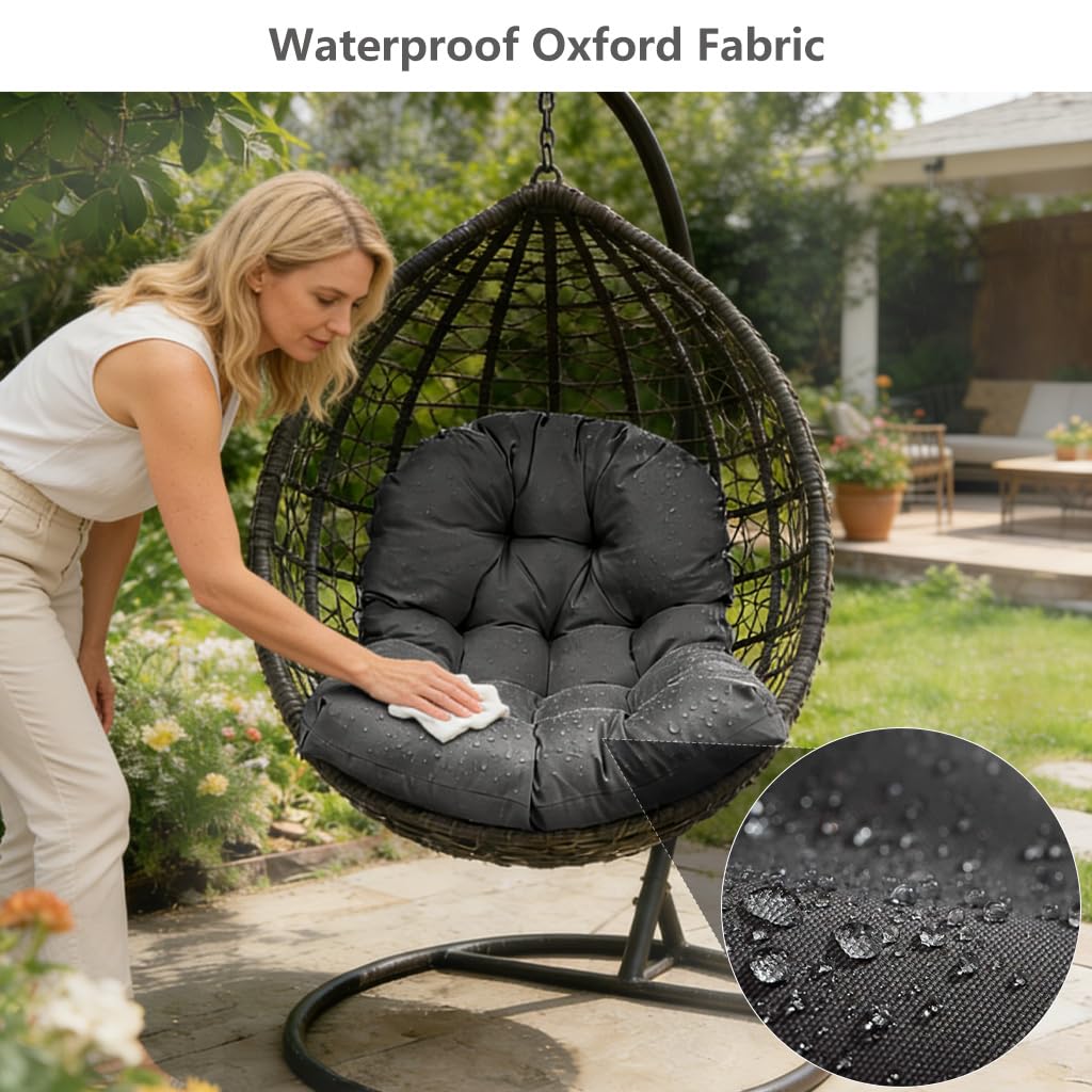 Hängesessel-Kissen, Schaukelsessel-Kissen Indoor & Outdoor, Sitzkissen Garten, Polsterauflage für Hängeschaukel, Hängekorb, Eierstuhl & Schaukelstuhl,Dark Gray