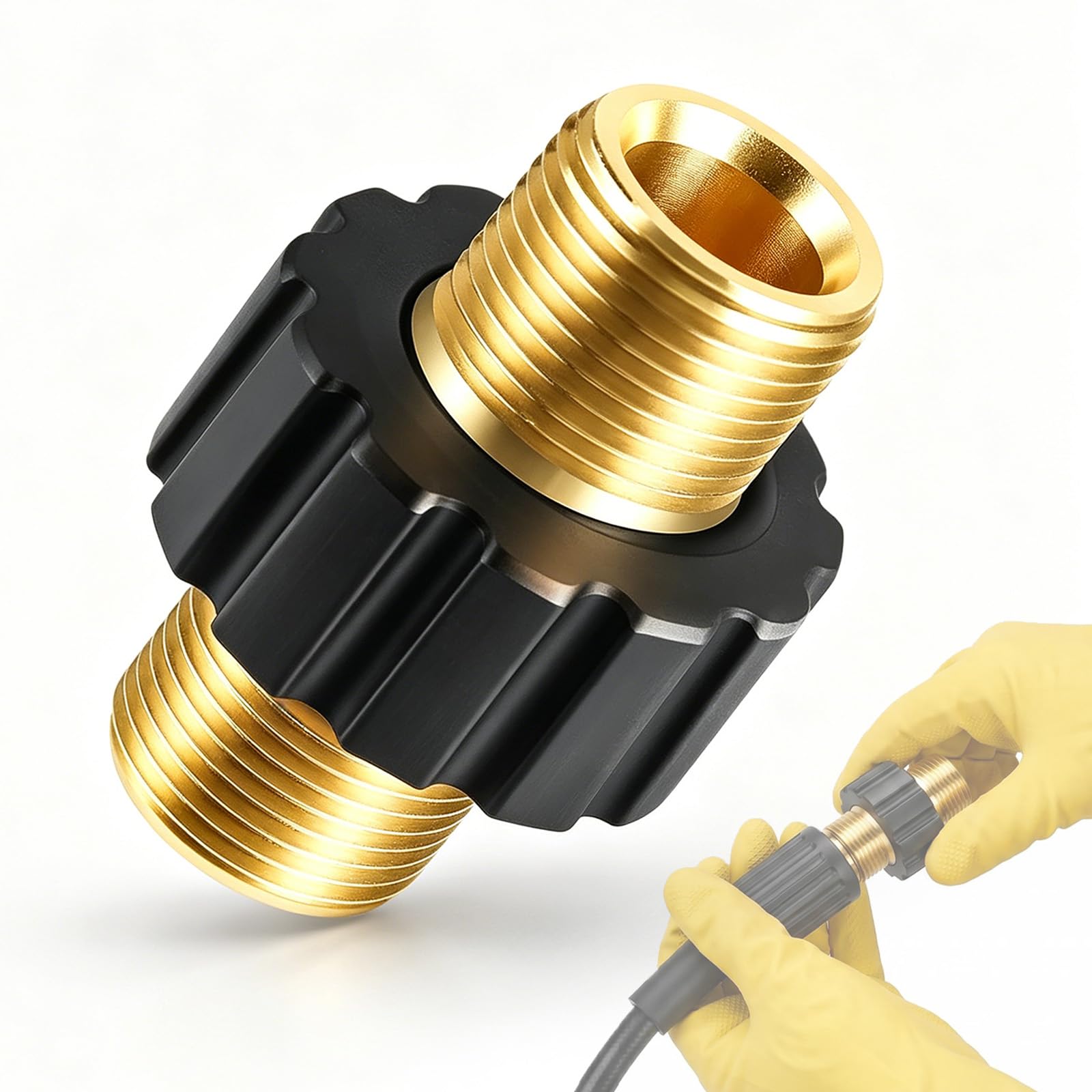 Adaptador de conector rápido M22 x 1,5 rosca métrica para limpiadores a presión compatible con series K, HD y HDs, acoplamiento de latón con diámetro interior de 14 mm, resistente y duradero