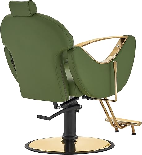 Miniatura 4 de BarberPub Silla de peluquero clásica de lujo Bomba hidráulica Recline Beauty Spa Styling Salon para equipo de estilista 9578 (verde)