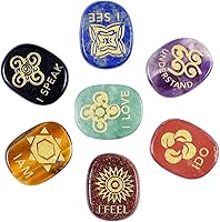 Vista 6 de Rockcloud Juego de runas de brujas de cristal curativo Lapislázuli, símbolo gitano, piedras de chakra, piedra de palma, equilibrio de reiki, 10