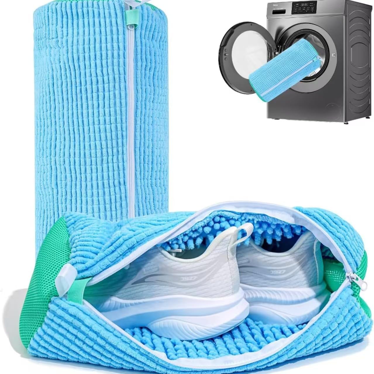 Shoe Washing Bags (2Pcs) - Reusable Laundry Bags for Washer & Dryer, Deep Clean for Sneakers, Tennis Shoes, Slippers & Athletic Shoes - Gentle Yet Effective Cleaning (Yellow)