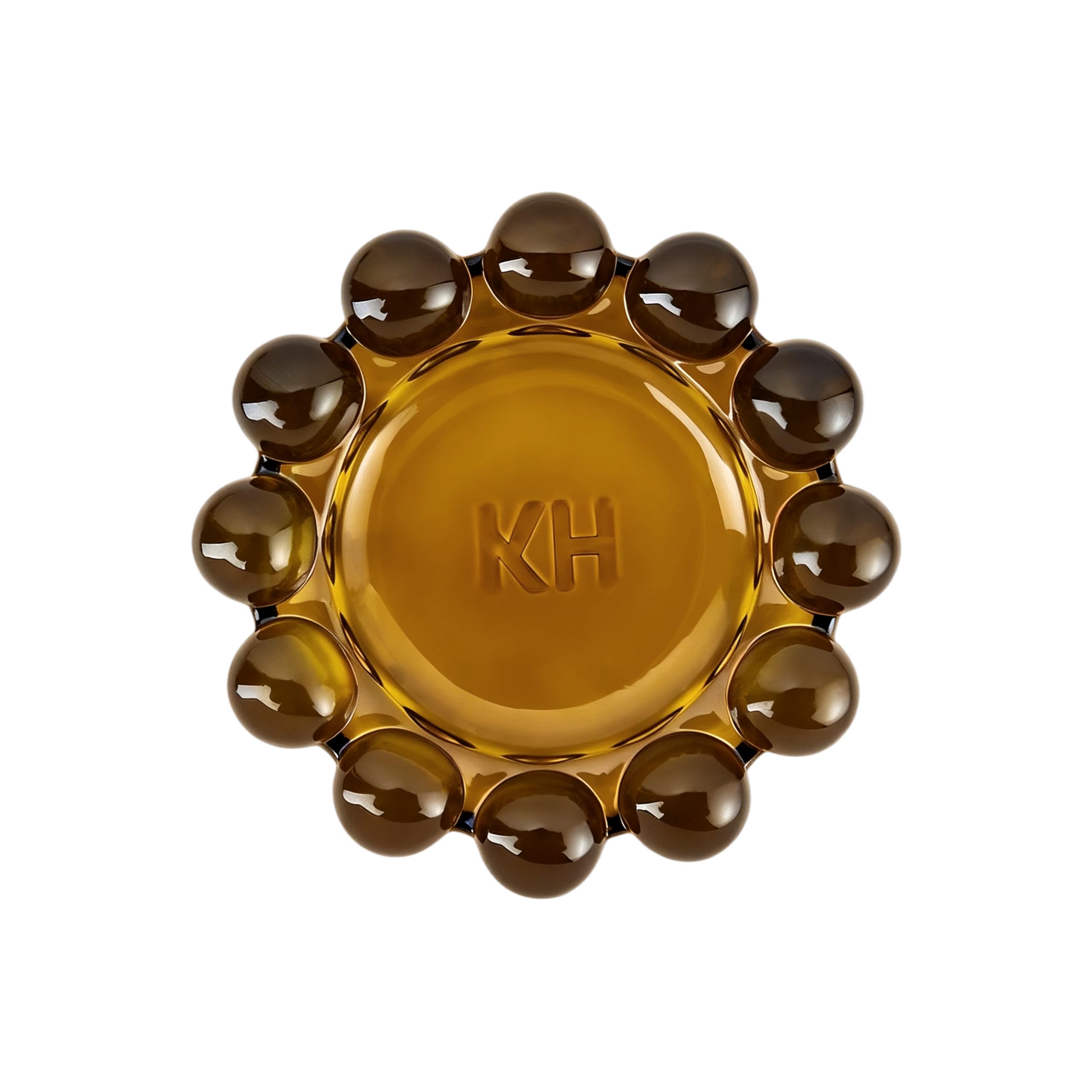 KHTUMEWARE Amber Bubble Glass Candle Dish, 5 in (128 mm) Decorative Tray for Tealights, Diffusers & Jewelry - Single Pack in Amber — KHTUMEWARE