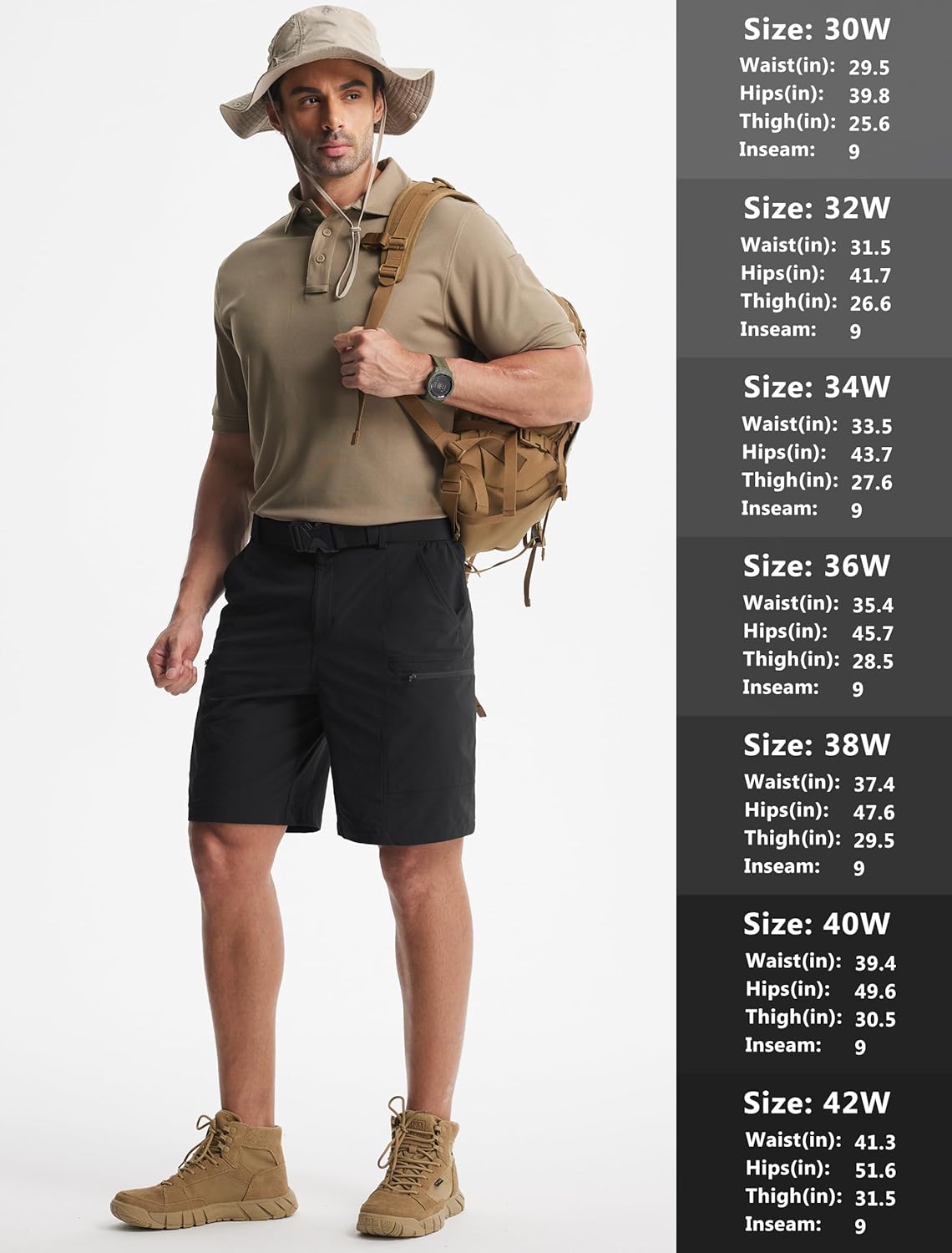 Libin Men's Hiking Cargo Shorts 9" Quick Dry Lightweight Travel Golf Shorts Outdoor with Multi Pockets