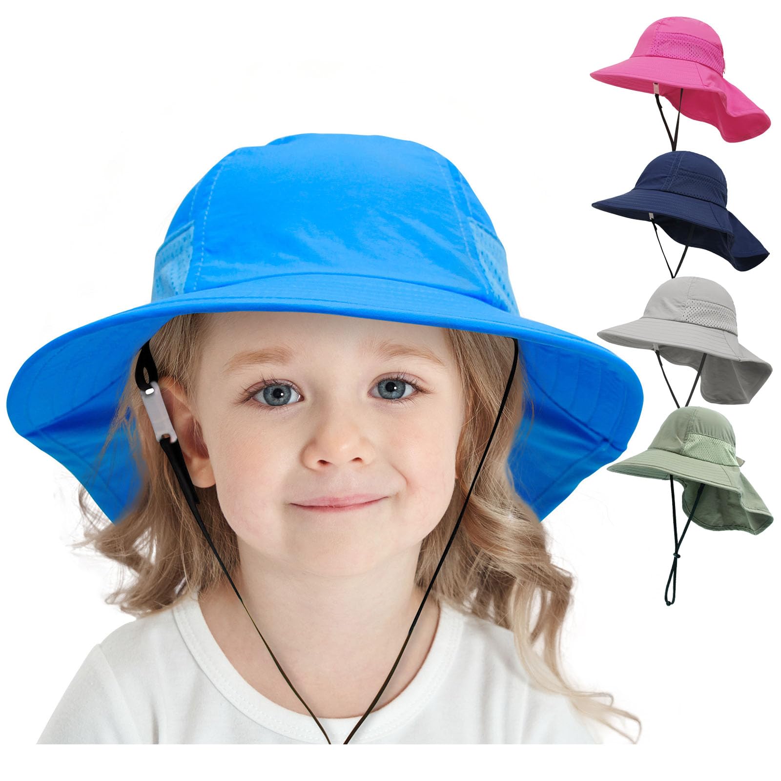 YANWANG Sombrero de Sol de Verano para bebés, protección UPF 50+ Ajustable Sombreros de Playa de ala Ancha para niños, niñas y niños