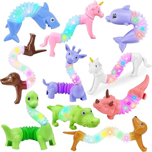 Tubos de animales Fidget Toys, rellenos de cesta de Pascua para niños pequeños, paquete de 10 tubos sensoriales para niños pequeños, juguetes para