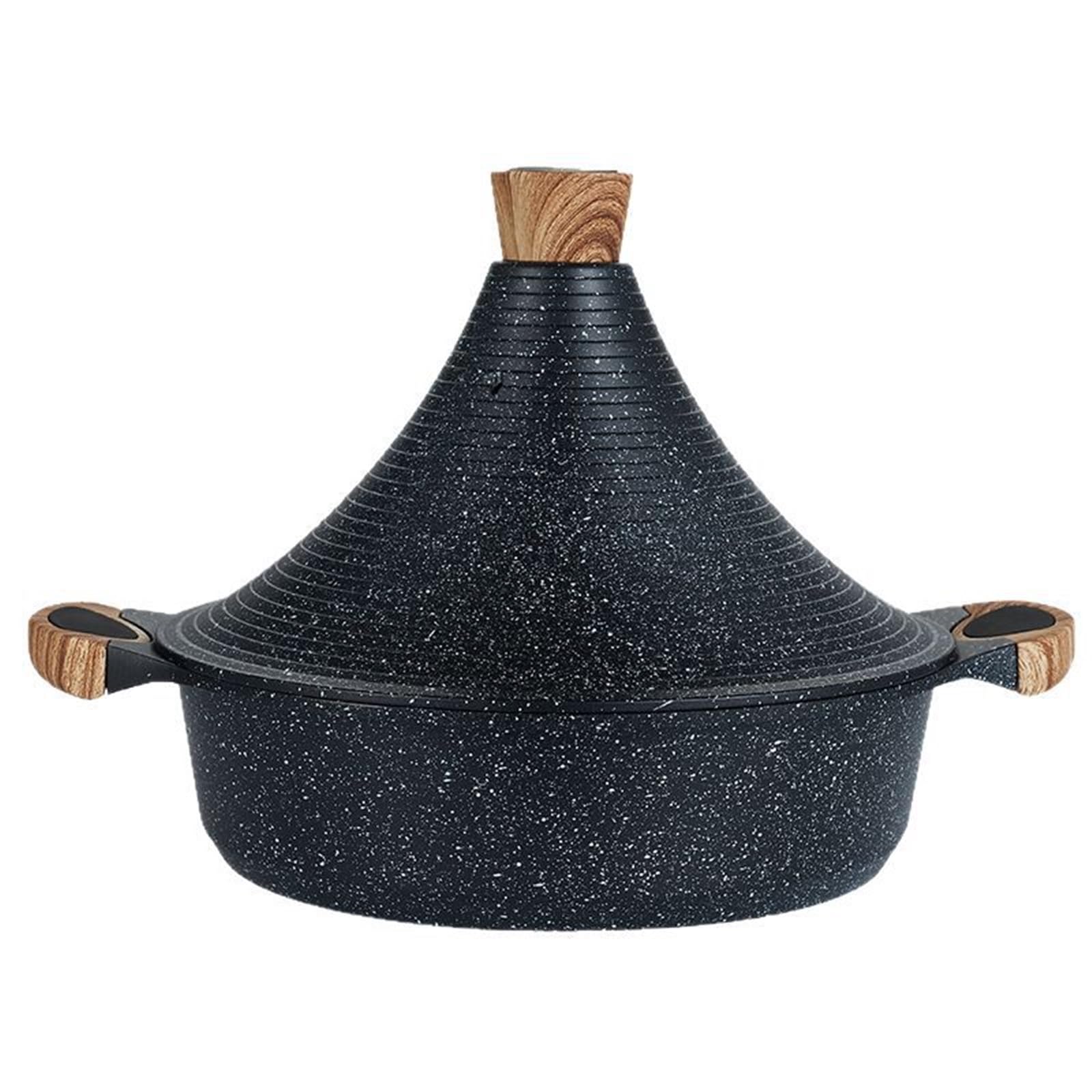 Großes Fassungsvermögen Tajine Topf Zum Kochen Keramik Auflaufform Tagine Marokko Mit Holzgriff, Zum Langsamen Garen, Feuchtigkeit Bewahren(5.8L)