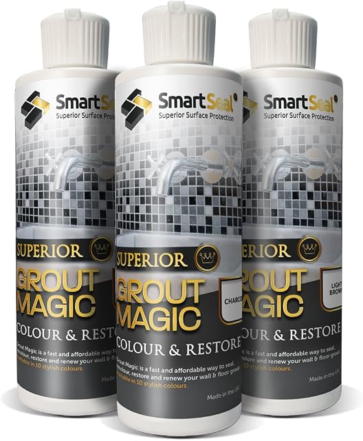Smartseal Grout Magic - Black 237ml - Amazing Grout Restorer, Transform, Recolour and Seal Old Grout. Superior to Grout Pen. 15yr Lifespan (Please Follow How To' Application Video)