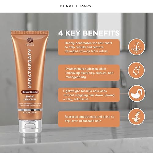 Miniatura 2 de KERATHERAPY KeratinFIXX 20 en 1 con infusión de queratina sin enjuague, 4.2 onzas líquidas, 4.2 fl oz – Acondicionador alisador sin enjuague