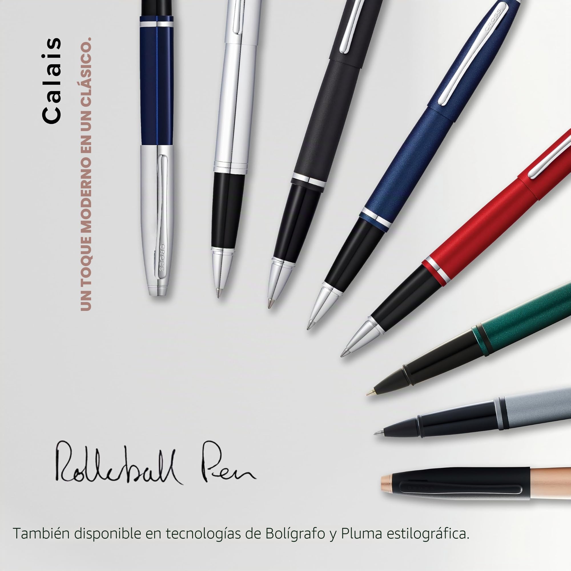 Cross AT0115-26 Bolígrafo Roller Ball Calais Laca y Capuchón, Gris Mate/Negro Mate