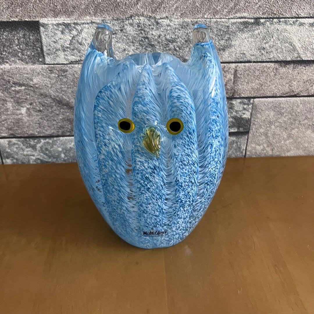 フクロウ 梟 置物 オブジェ ガラス細工 : ミミズク ガラス マルティ
