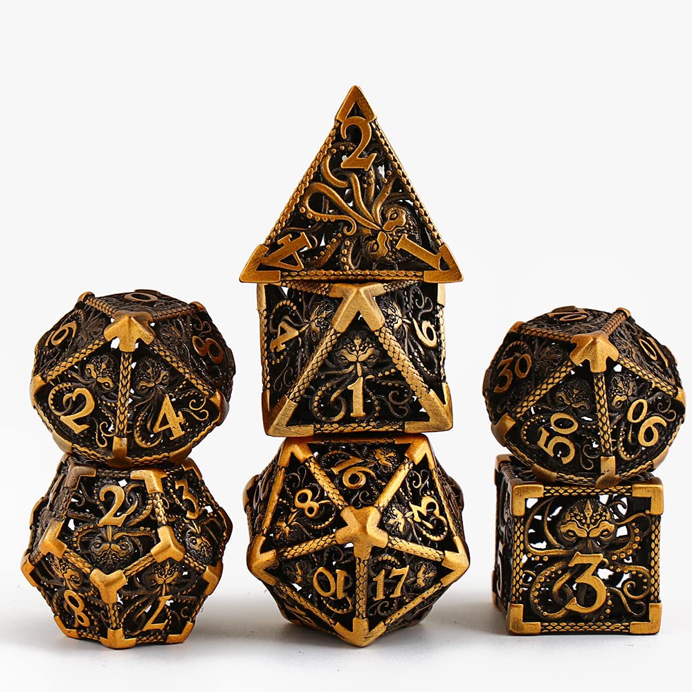 Würfel 7 stücke rein Kupfer Cthulhu Metall würfel Set DND. Wird for Dungeon und Dragon Rolle verwendet, die Spiele Spielen Würfel Gezinkte Würfel (Size : 389)