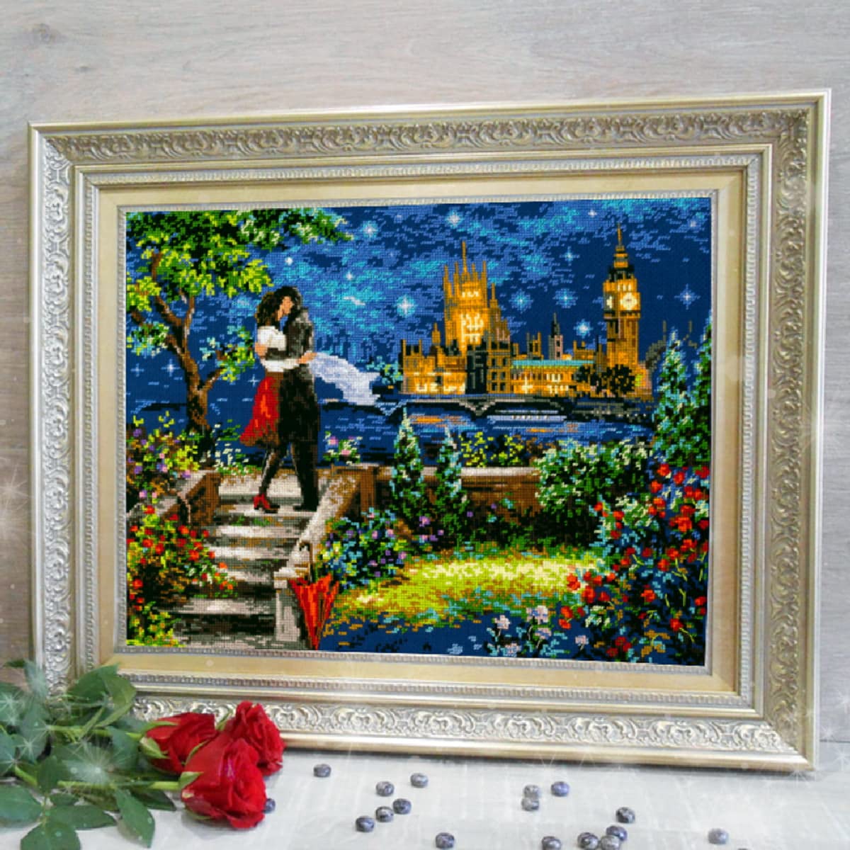 Magic needle 550-767 ZW Rendezvous in London - Kit de punto de cruz con patrón de recuento Zweigart Edition, algodón, multicolor, 40 x 30 cm